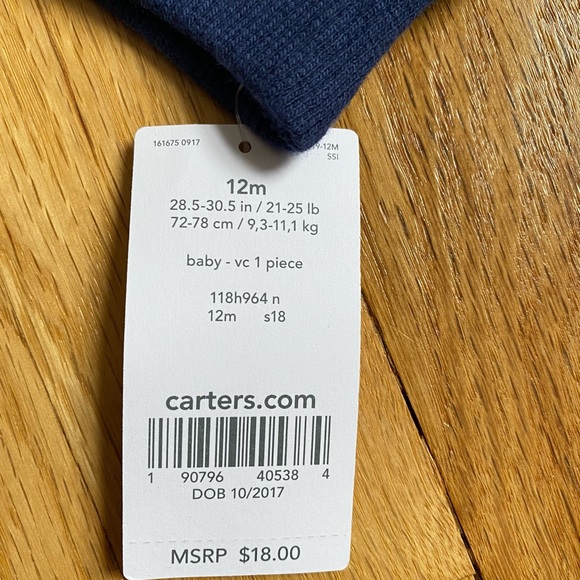 NWT: Carter’s One Piece Romper in Navy Stripe - Picture 6 of 6